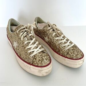 Chiara Ferragni Gold Sparkle Converse‎